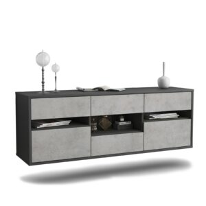 Lowboard Arlington, Beton, hängend (136x49x35cm)