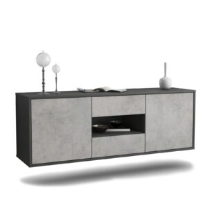 Lowboard Tampa, Beton, hängend (136x49x35cm)