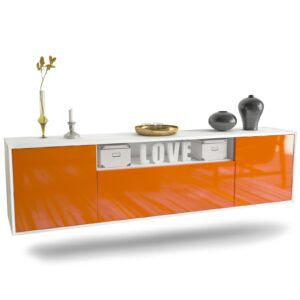 Lowboard Pittsburgh, Orange, hängend (180x49x35cm)