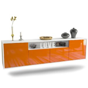 Lowboard Toledo, Orange, hängend (180x49x35cm)