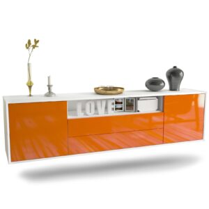 Lowboard Stockton, Orange, hängend (180x49x35cm)