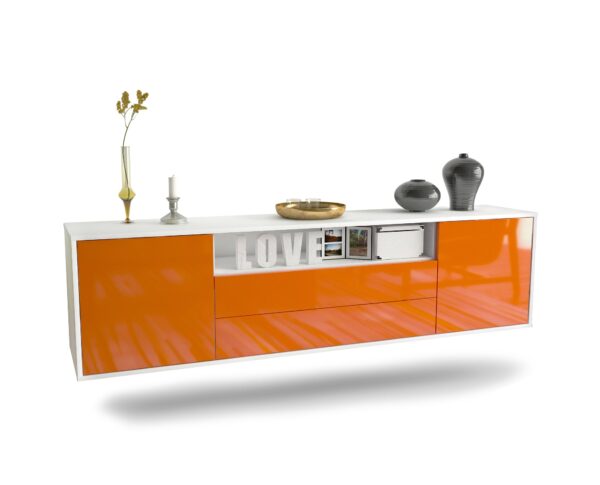 Lowboard Stockton, Orange, hängend (180x49x35cm)