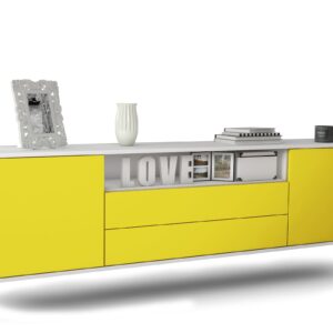 Lowboard Stockton, Gelb, hängend (180x49x35cm)