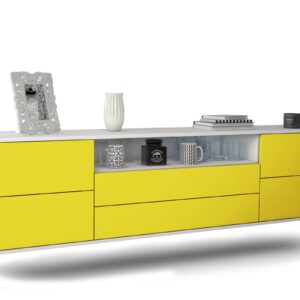 Lowboard Fort Wayne, Gelb, hängend (180x49x35cm)