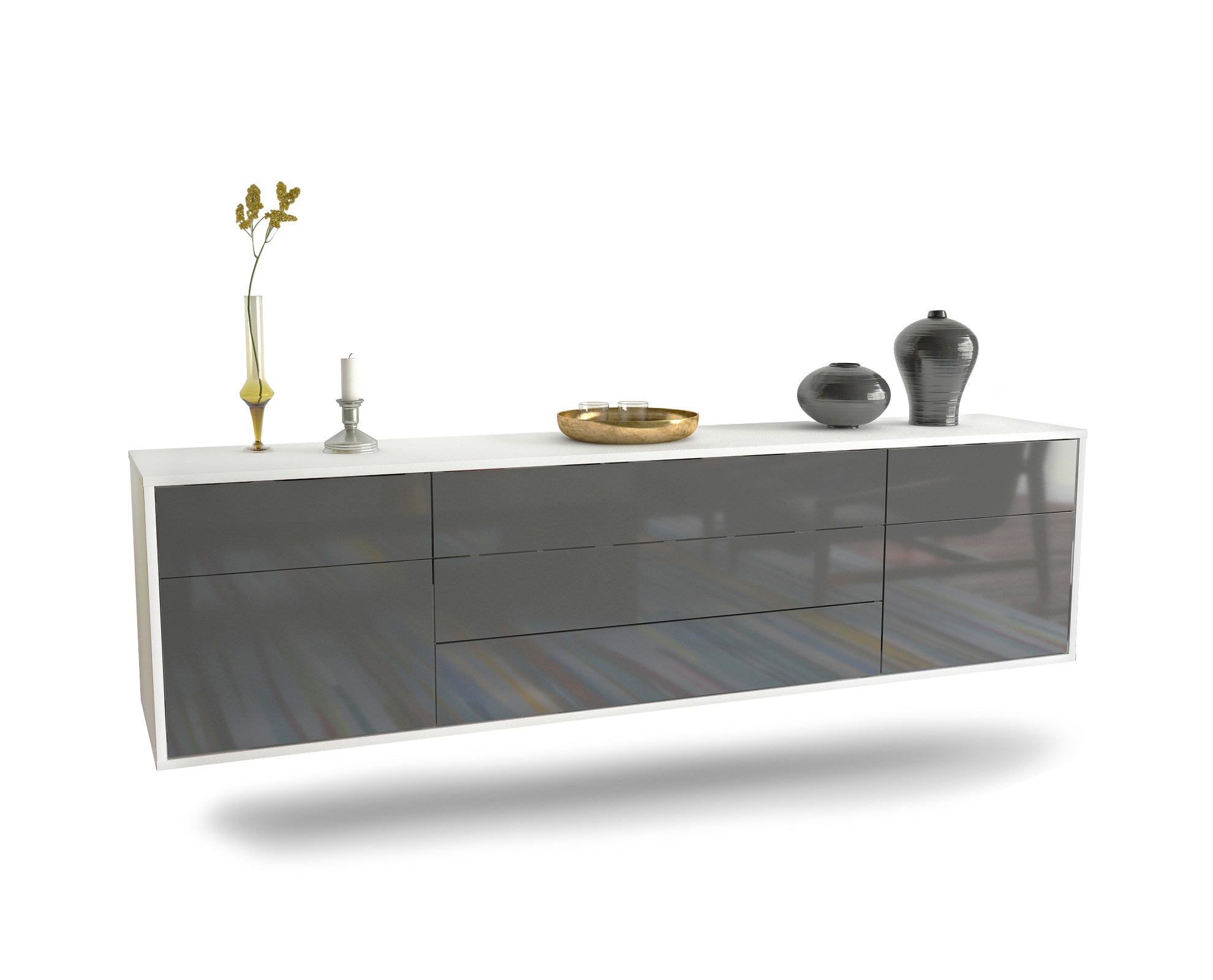 Lowboard Orlando, Grau, hängend (180x49x35cm) 1 Lowboard Orlando, Grau, hängend (180x49x35cm)