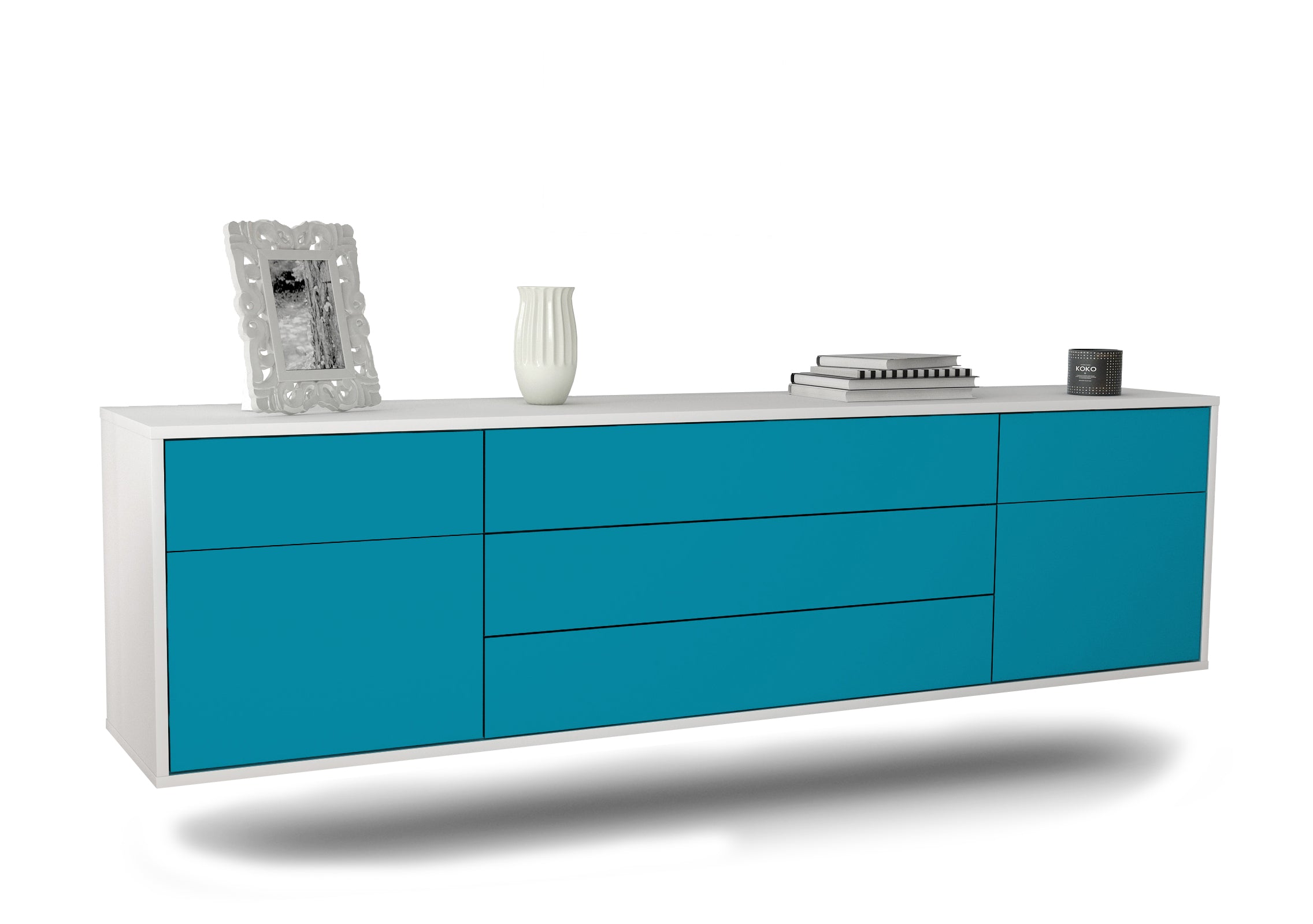 Lowboard Orlando, Türkis, hängend (180x49x35cm) 1 Lowboard Orlando, Türkis, hängend (180x49x35cm)
