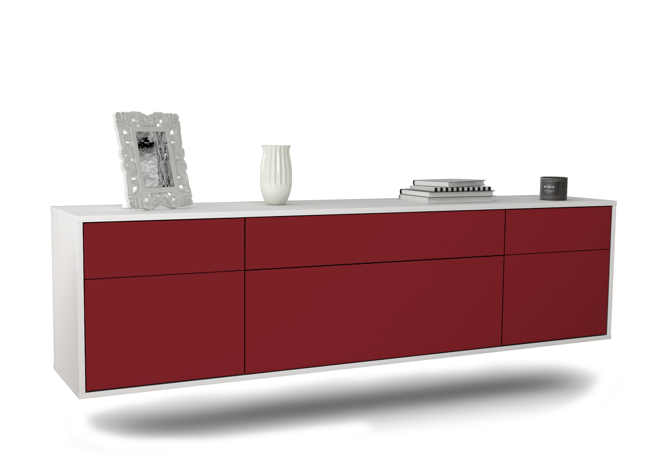 Lowboard Baton Rouge, Bordeaux, hängend (180x49x35cm) 1 Lowboard Baton Rouge, Bordeaux, hängend (180x49x35cm)