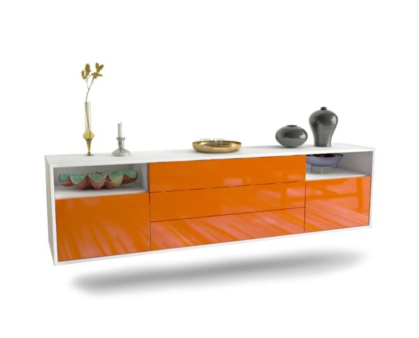 Lowboard Garland, Orange, hängend (180x49x35cm)