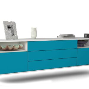 Lowboard Garland, Türkis, hängend (180x49x35cm)