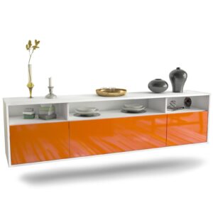 Lowboard Durham, Orange, hängend (180x49x35cm)