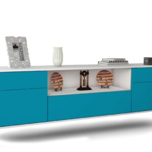 Lowboard Lubbock, Türkis, hängend (180x49x35cm)