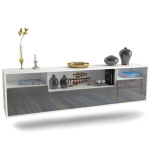 Lowboard Winston-Salem, Grau, hängend (180x49x35cm)