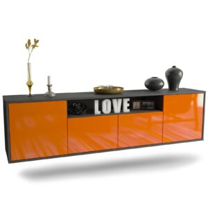Lowboard Toledo, Orange, hängend (180x49x35cm)