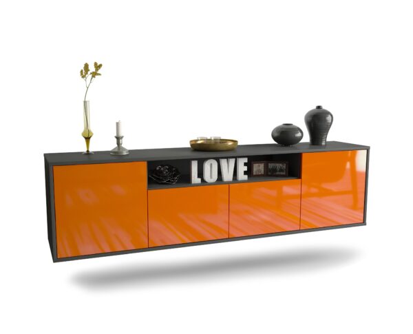 Lowboard Toledo, Orange, hängend (180x49x35cm)
