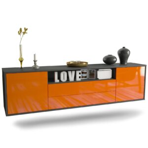 Lowboard Stockton, Orange, hängend (180x49x35cm)