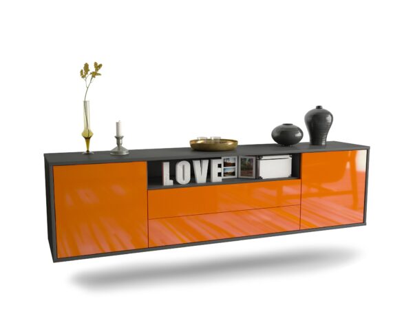 Lowboard Stockton, Orange, hängend (180x49x35cm)