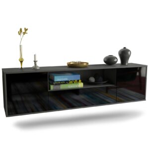 Lowboard Buffalo, Schwarz, hängend (180x49x35cm)