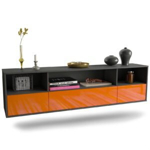 Lowboard Plano, Orange, hängend (180x49x35cm)
