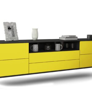 Lowboard Fort Wayne, Gelb, hängend (180x49x35cm)