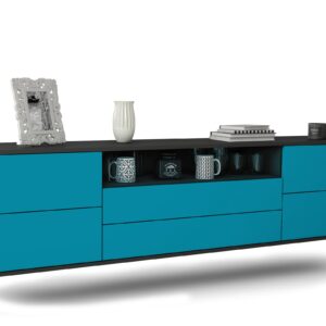 Lowboard Fort Wayne, Türkis, hängend (180x49x35cm)