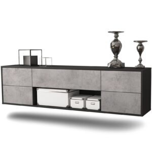 Lowboard Lincoln, Beton, hängend (180x49x35cm)