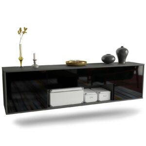 Lowboard Lincoln, Schwarz, hängend (180x49x35cm)