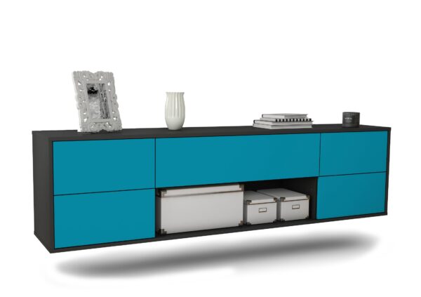 Lowboard Lincoln, Türkis, hängend (180x49x35cm)