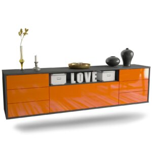 Lowboard New Orleans, Orange, hängend (180x49x35cm)