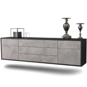 Lowboard Orlando, Beton, hängend (180x49x35cm)