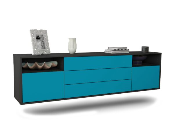 Lowboard Garland, Türkis, hängend (180x49x35cm)