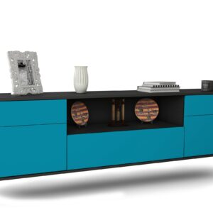 Lowboard Lubbock, Türkis, hängend (180x49x35cm)