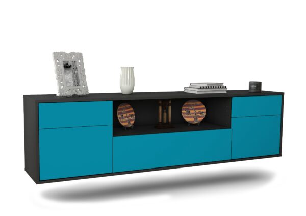 Lowboard Lubbock, Türkis, hängend (180x49x35cm)