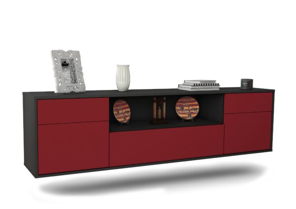Lowboard Lubbock, Bordeaux, hängend (180x49x35cm)