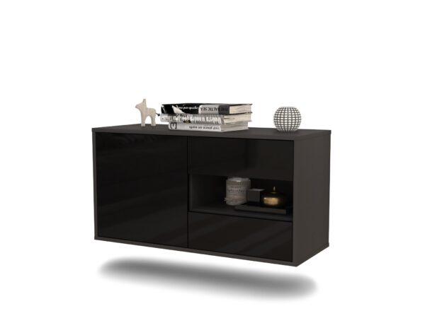 Lowboard Charlotte, Schwarz, hängend (92x49x35cm)