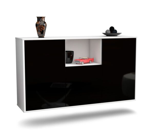 Sideboard Overland Park, Schwarz, hängend (136x79x35cm)
