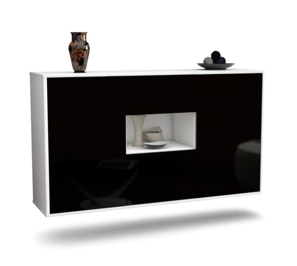 Sideboard Tallahassee, Schwarz, hängend (136x79x35cm)