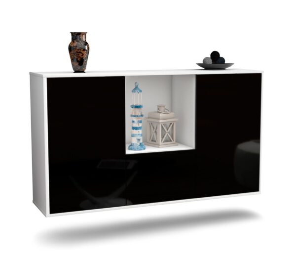 Sideboard Garden Grove, Schwarz, hängend (136x79x35cm)