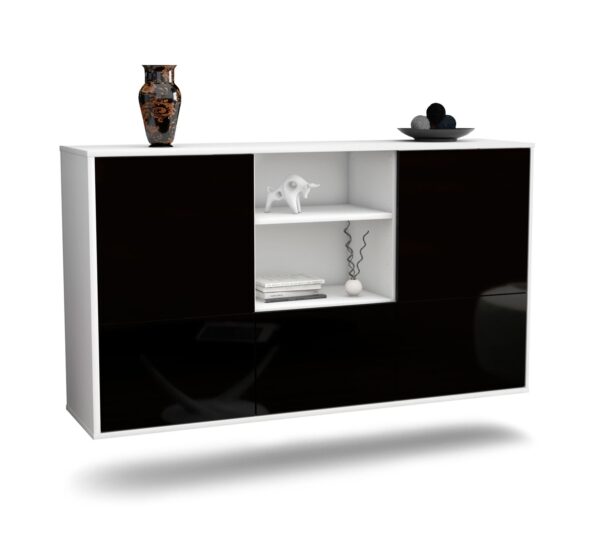 Sideboard Grand Prairie, Schwarz, hängend (136x79x35cm)