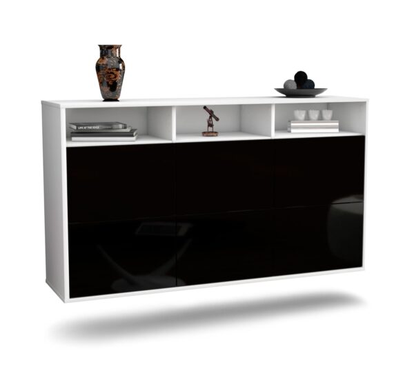 Sideboard Cape Coral, Schwarz, hängend (136x79x35cm)