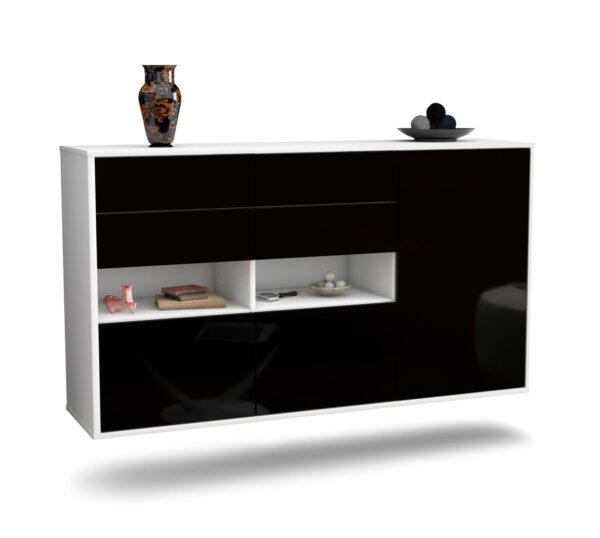 Sideboard Santa Rosa, Schwarz, hängend (136x79x35cm)
