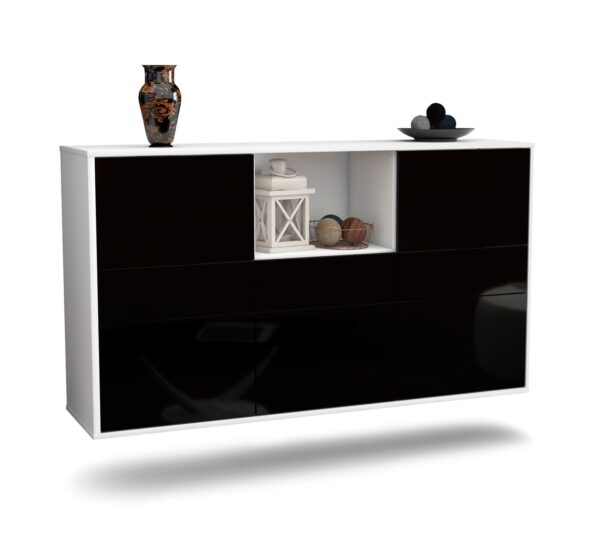 Sideboard Pomona, Schwarz, hängend (136x79x35cm)