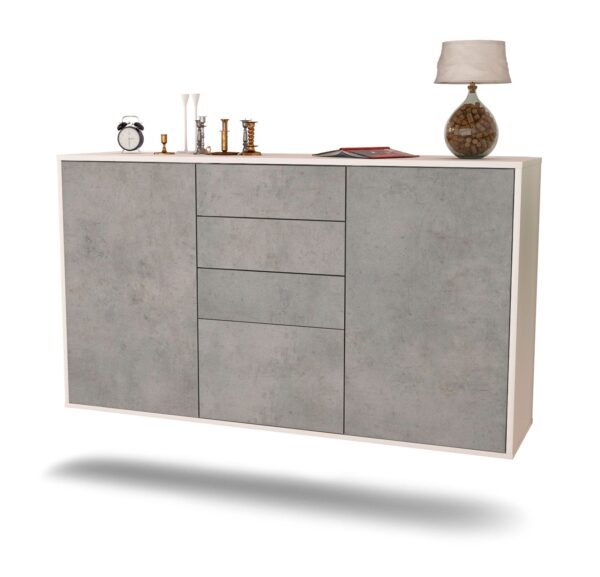 Sideboard Sioux Falls, Beton, hängend (136x79x35cm)