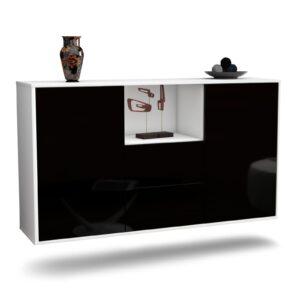 Sideboard Port St. Lucie, Schwarz, hängend (136x79x35cm)