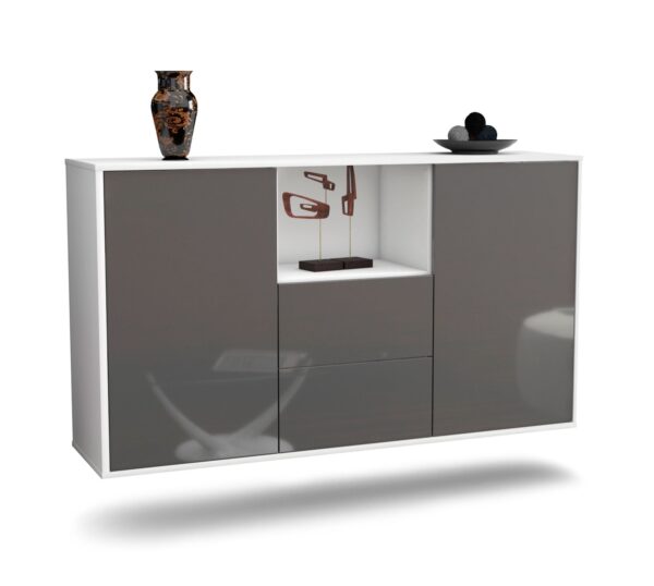 Sideboard Port St. Lucie, Grau, hängend (136x79x35cm)
