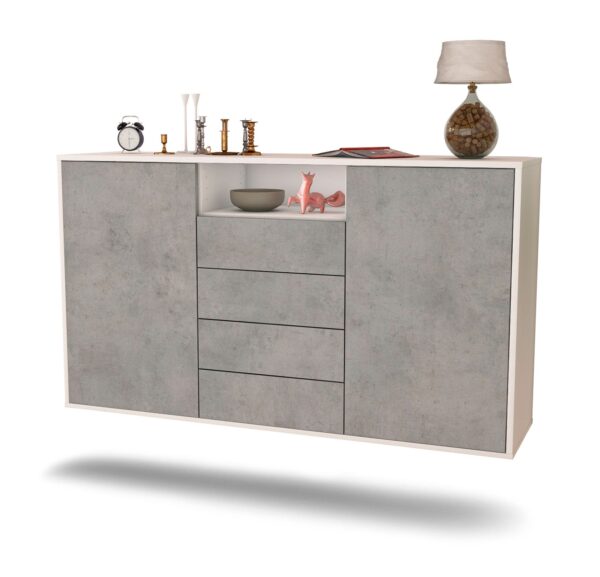 Sideboard Eugene, Beton, hängend (136x79x35cm)