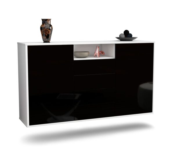 Sideboard Eugene, Schwarz, hängend (136x79x35cm)