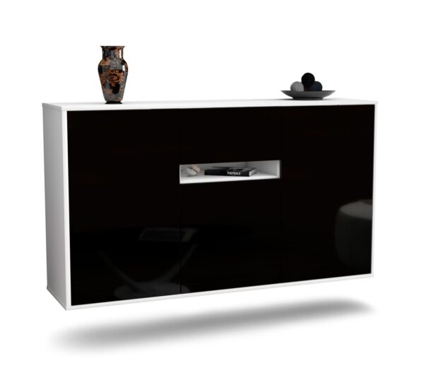 Sideboard Hampton, Schwarz, hängend (136x79x35cm)