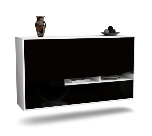 Sideboard Lancaster, Schwarz, hängend (136x79x35cm)