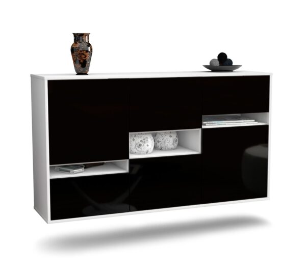 Sideboard Hayward, Schwarz, hängend (136x79x35cm)