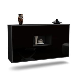 Sideboard Tallahassee, Schwarz, hängend (136x79x35cm)